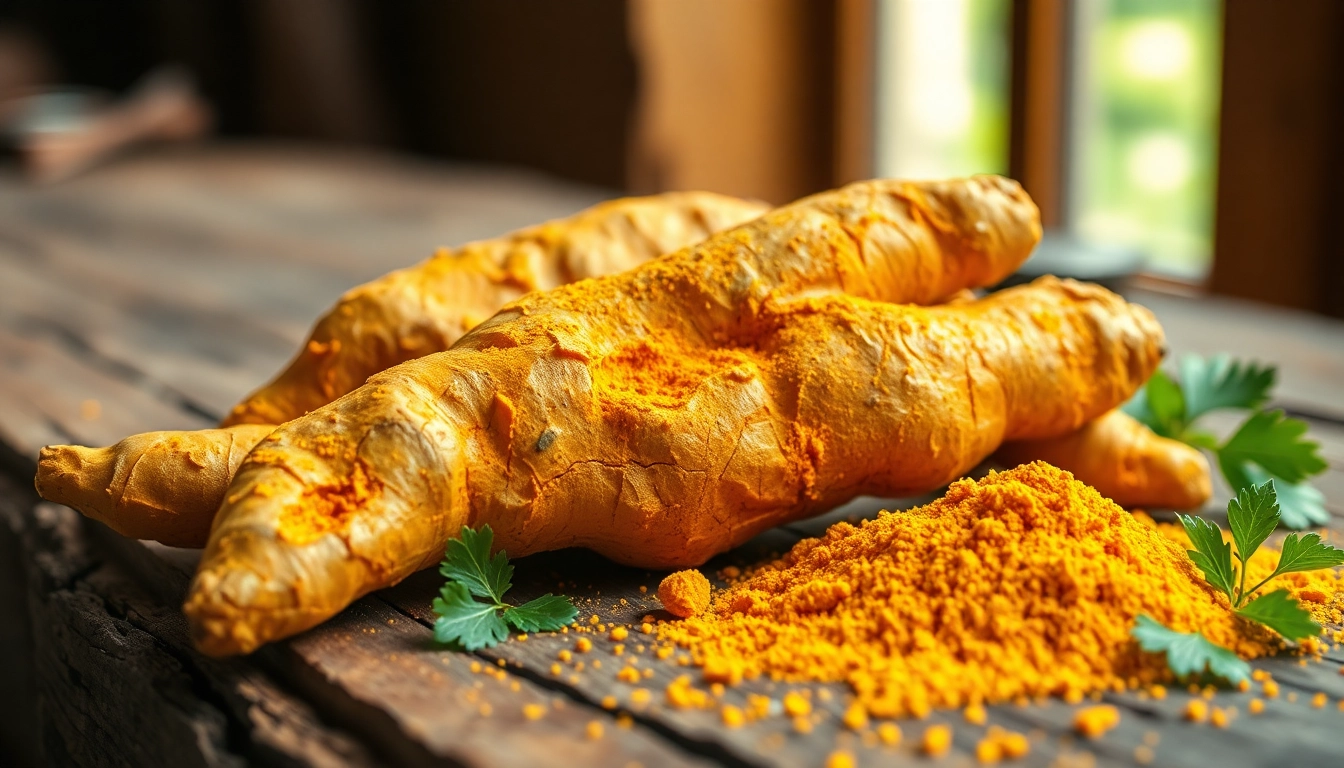 Turmeric Root displayed with vibrant colors and textures, highlighting its natural beauty.