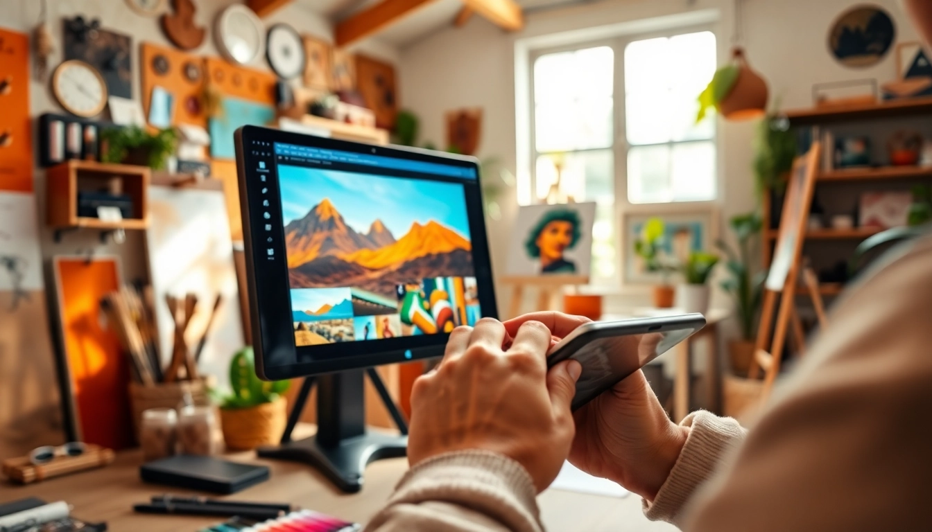 Create stunning visuals with AI image generator Australia within a vibrant workspace.