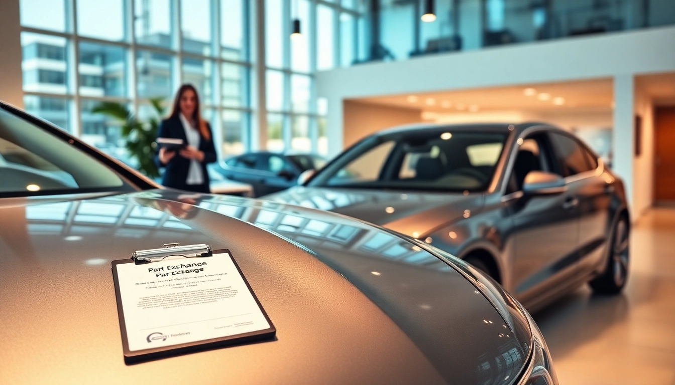 Discover the part exchange process with professional assistance at a modern car dealership.