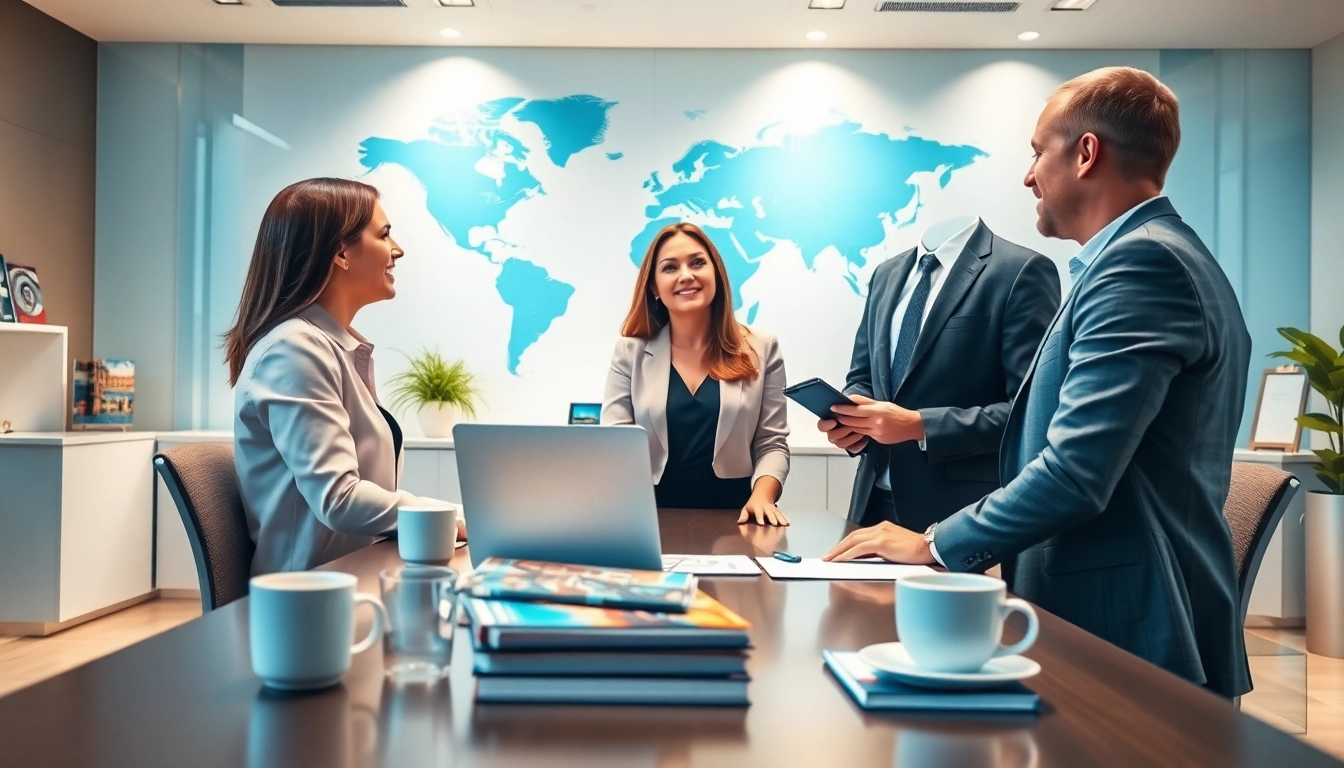 Client consultation at the travel corporation cypress in a bright office, enhancing travel experiences.