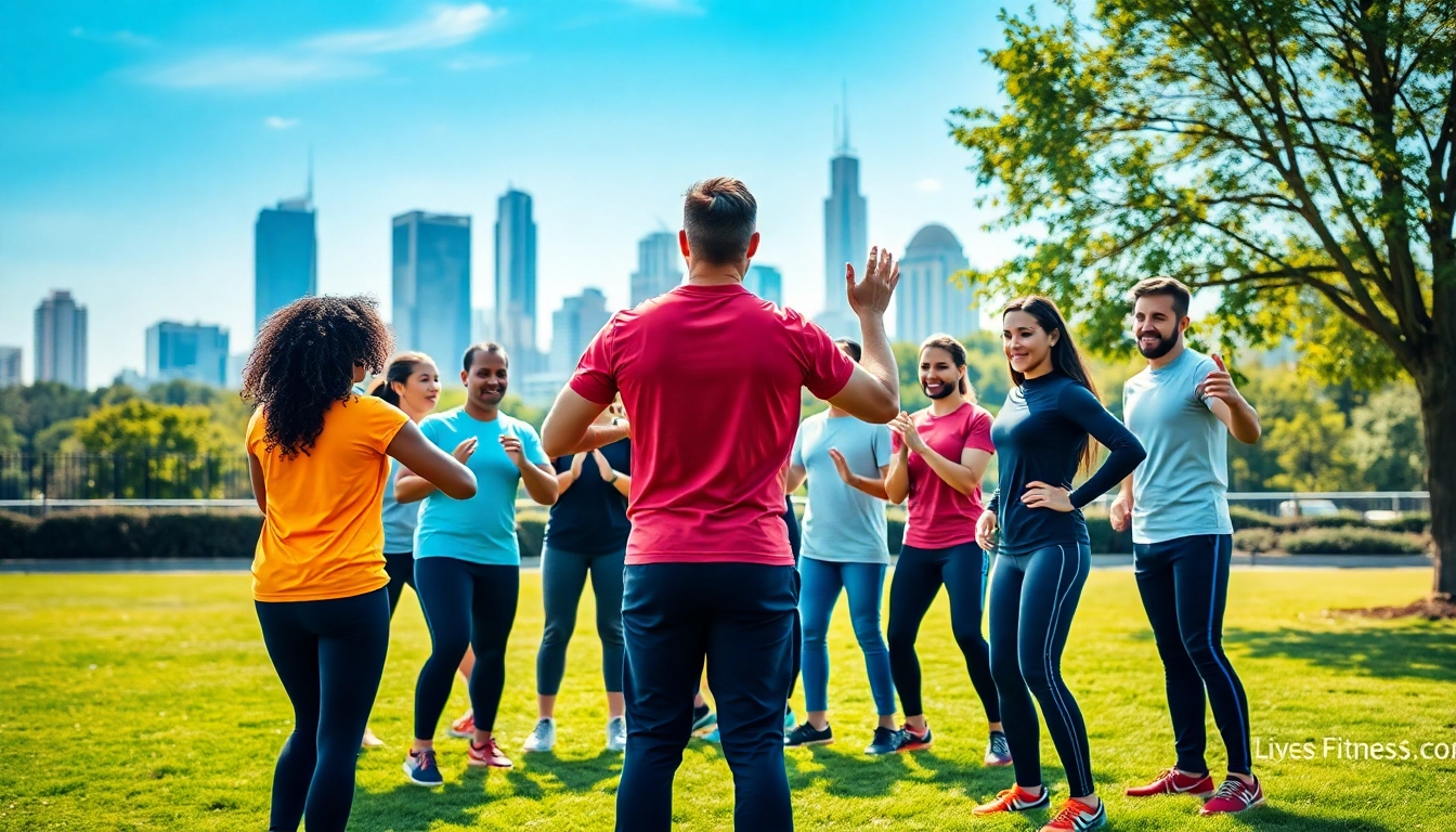 Join the best gym near me, featuring diverse individuals training outdoors, motivating each other.