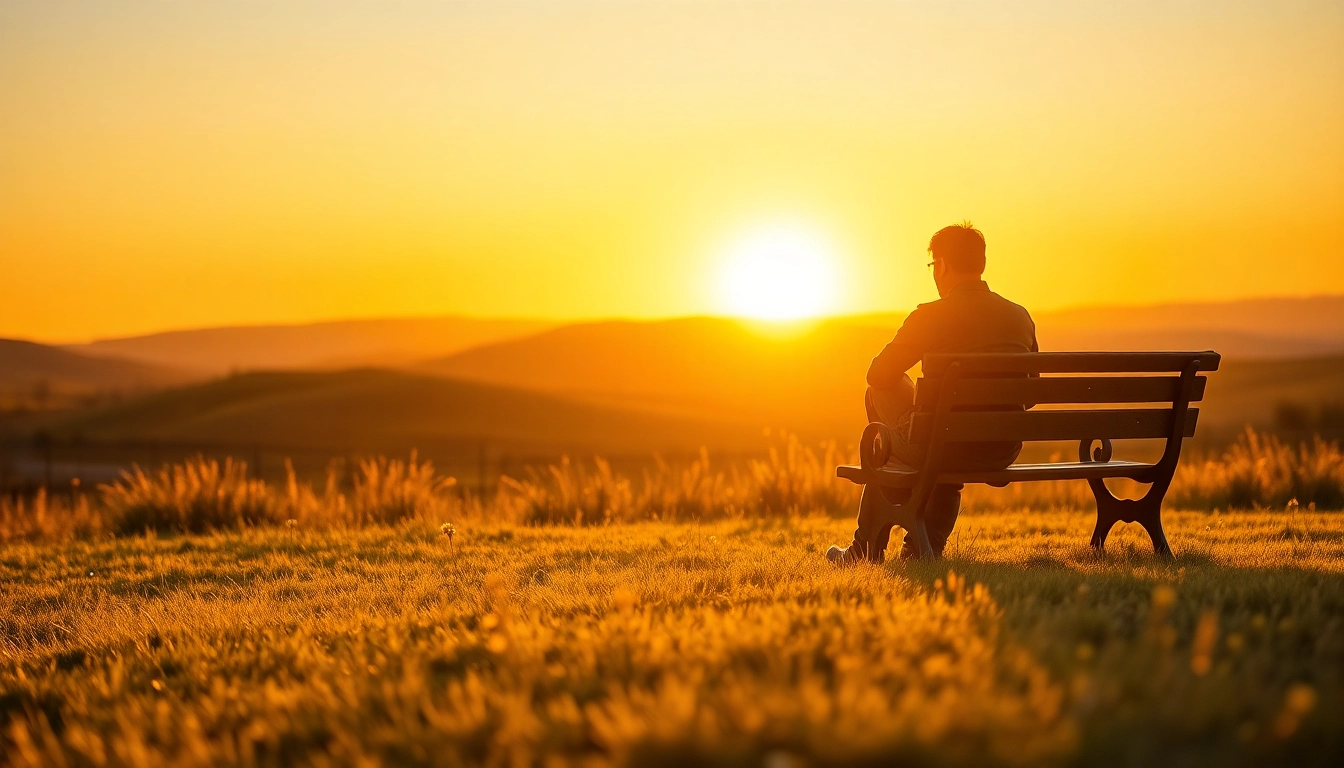 Person reflecting while dealing with grief in a peaceful park setting.
