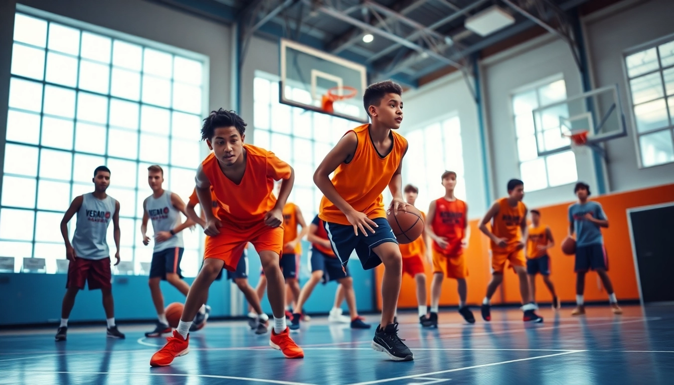 Engaged youth athletes training at Takeover Basketball Academy showcasing teamwork and skill development.
