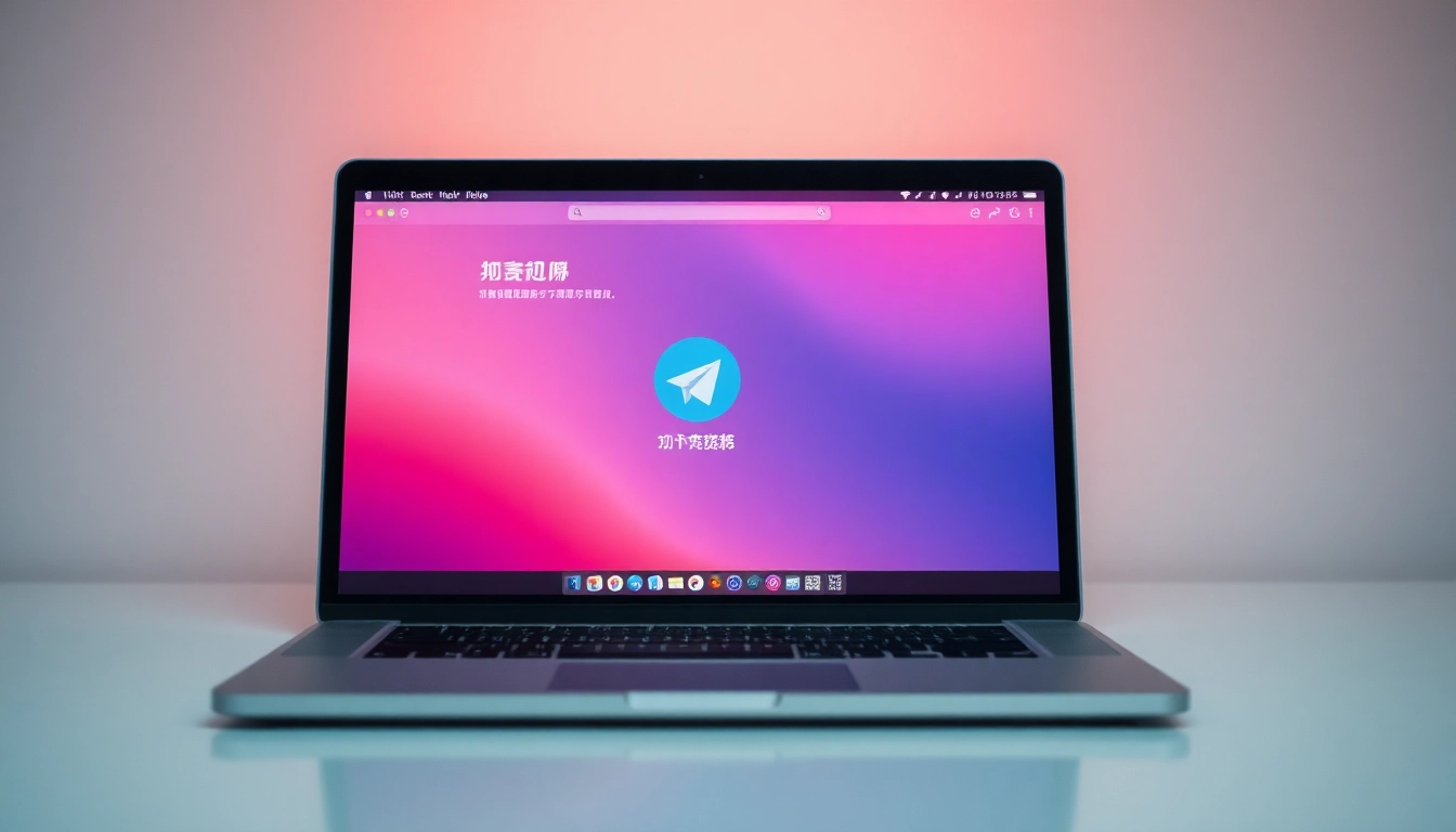 Engage with telegram电脑版中文 by exploring its features on a modern laptop setup.
