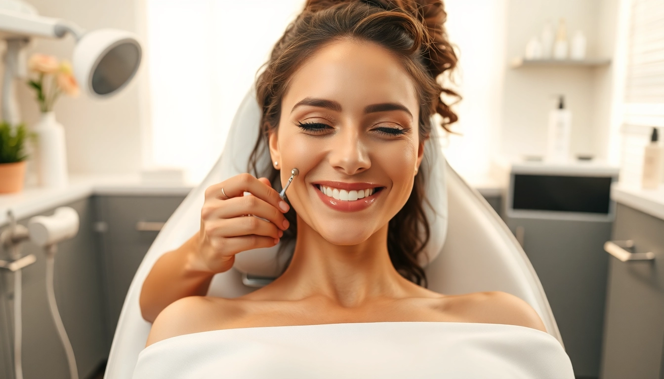 Client receiving a thread lift treatment at a modern medspa, showcasing professional aesthetics.