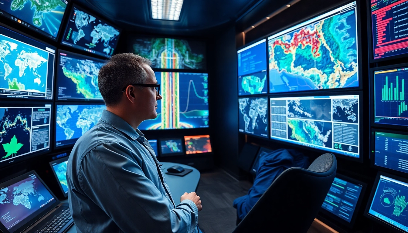 Geologist analyzing drilling data at www.geosteeringvision.com control center with advanced technology.