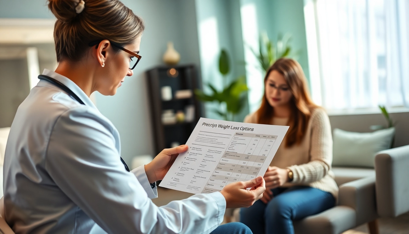 Discussing Prescription Weight Loss options with a healthcare provider in a modern medspa.