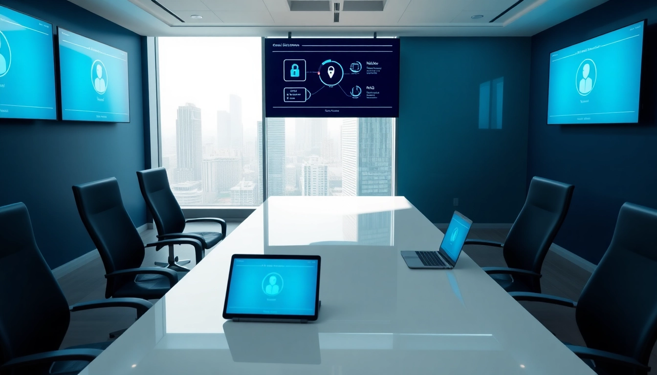 Datenraum Einrichtung mit modernen Monitoren und sicherem Dokumentenaustausch