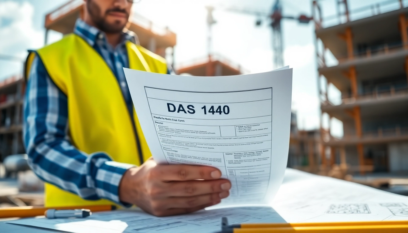Contractor completing DAS 140 form at a job site, highlighting compliance with apprenticeship standards.