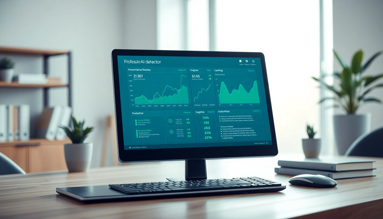Analyze text with the AI detector tool on a modern interface featuring graphs and text outputs.