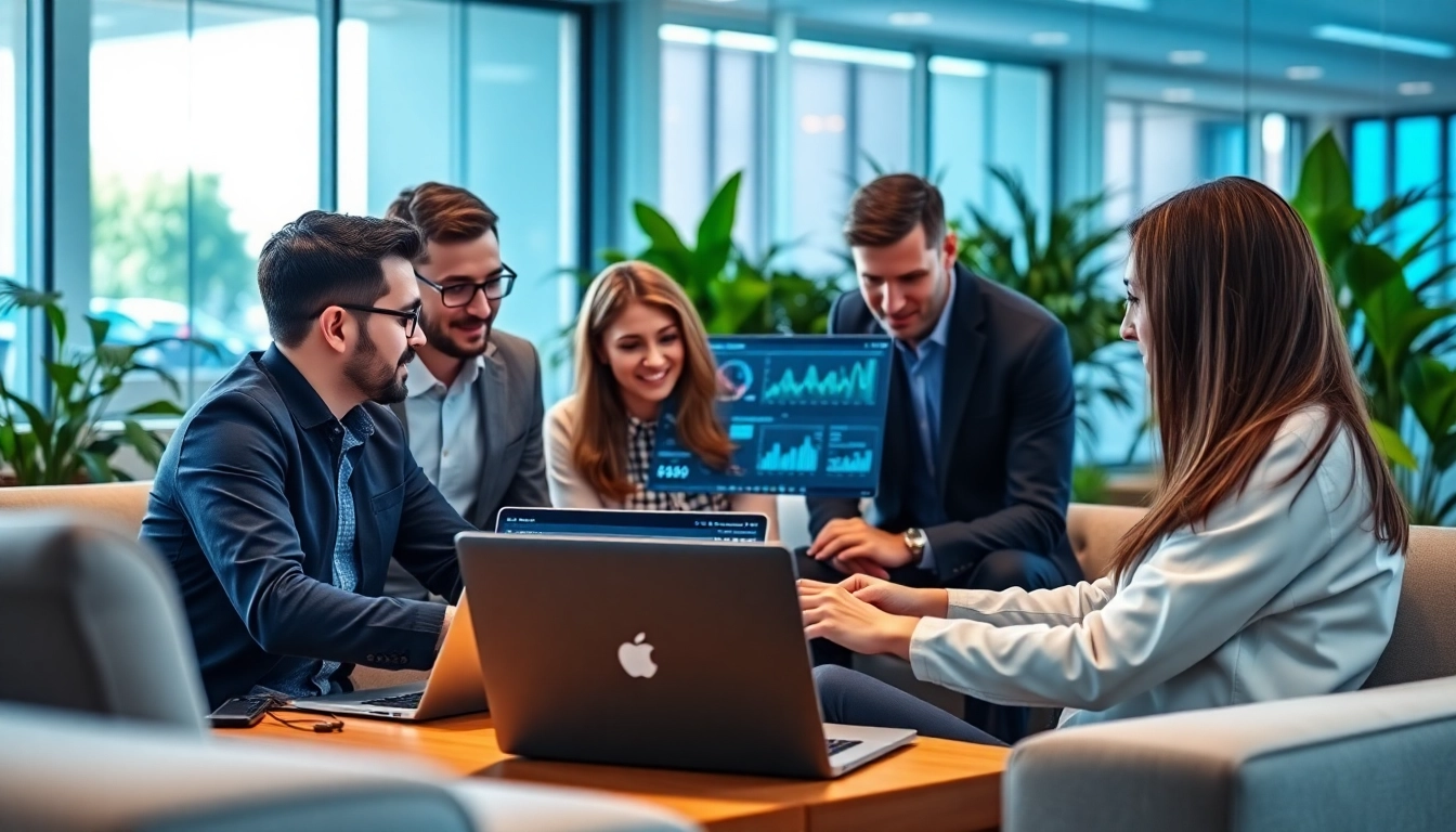 Engaged IT professionals discussing managed it service strategies in a modern office setting.