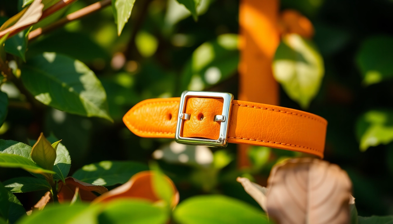 Enhance your style with a vibrant orange watch strap featured in a natural outdoor setting.