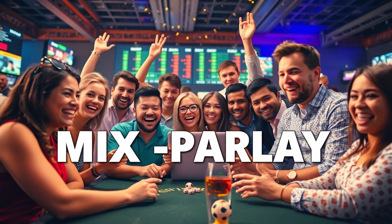 Experience excitement with a mix parlay betting scene showcasing players celebrating wins.