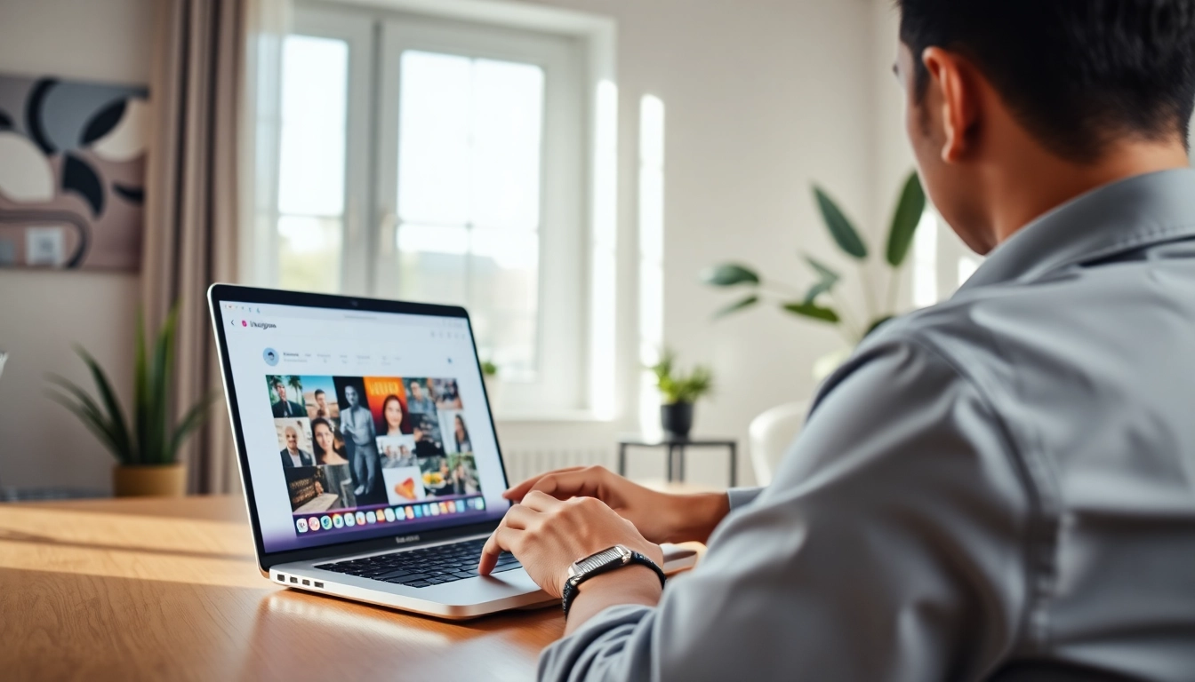 View Instagram stories anonymously while browsing in a cozy home office space.