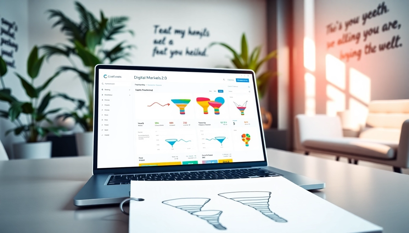 Designing a successful sales strategy using ClickFunnels 2.0 on a laptop in a modern workspace
