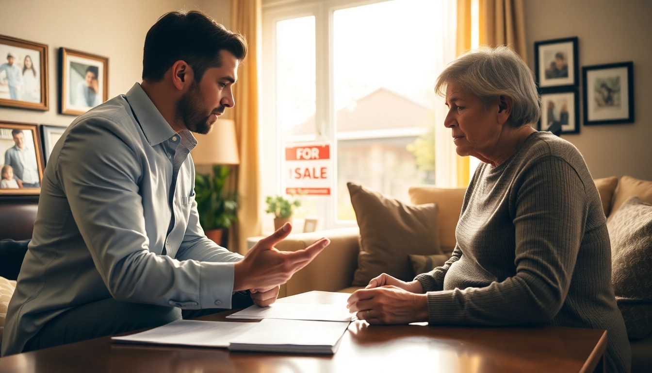 Engaging conversation about selling a house urgently between a homeowner and realtor.