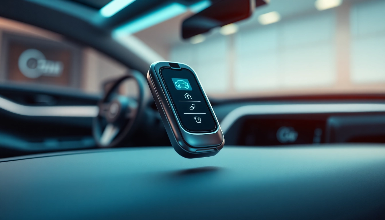 Highlighting keys for electric cars in a modern environment with a technological theme.