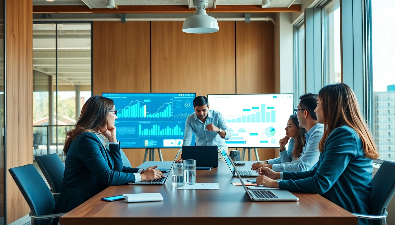Discussing competitive intelligence strategies during a business meeting with diverse professionals.