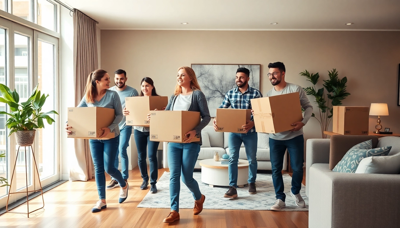 Movers from bennettsmoving efficiently relocating boxes into a new apartment space.