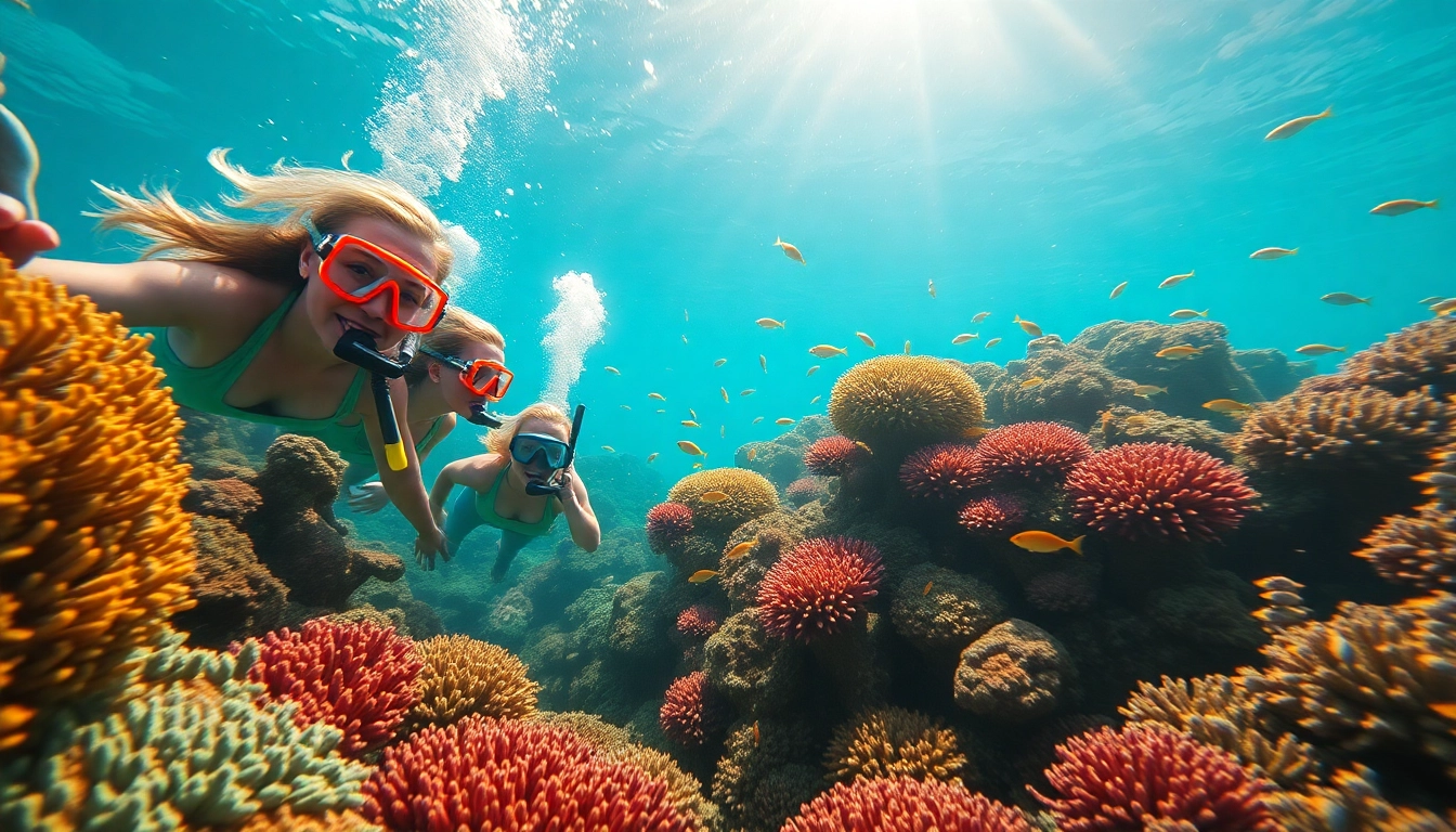 People snorkeling puerto rico among vibrant coral reefs and colorful fish.