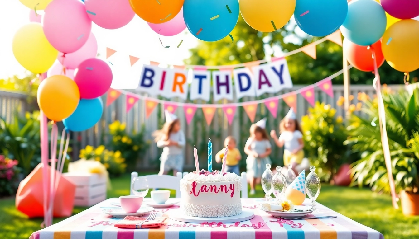 Celebrate with a vibrant setup for a Customizable birthday party featuring personalized decorations.