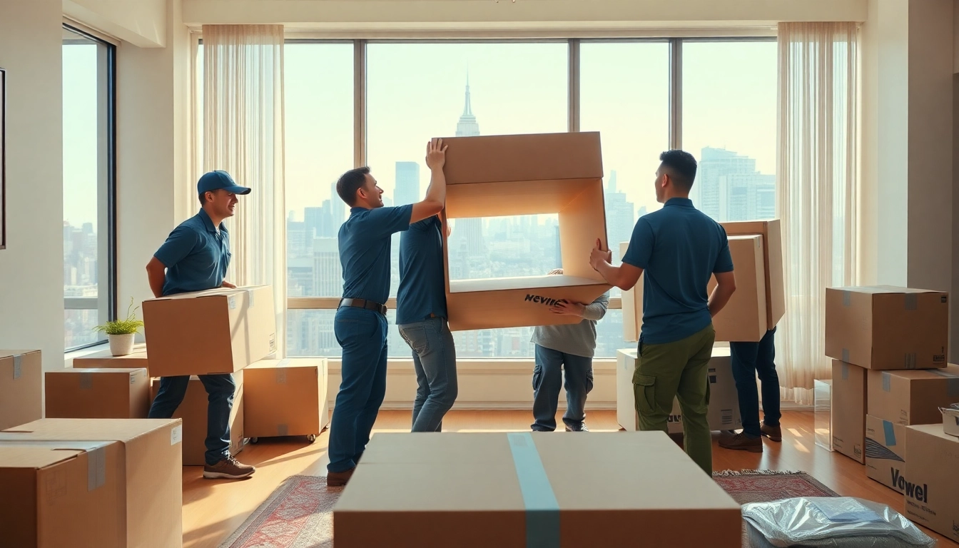 Best movers nyc team packing furniture in a New York City apartment with efficiency and care.