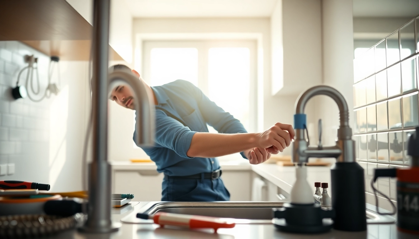 Qualified plumbers knightdale repairing a kitchen sink in a well-lit setting.