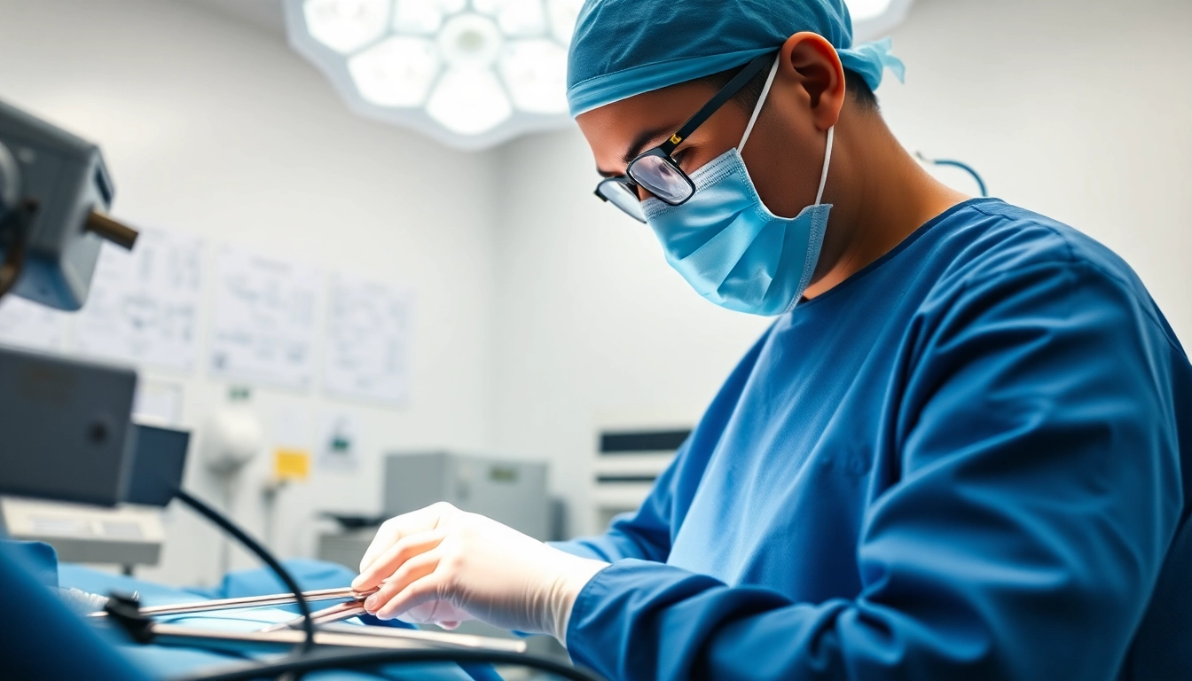 Plastische Chirurgie Braunschweig: Facharzt bei einer Operation in einem modernen OP-Saal.