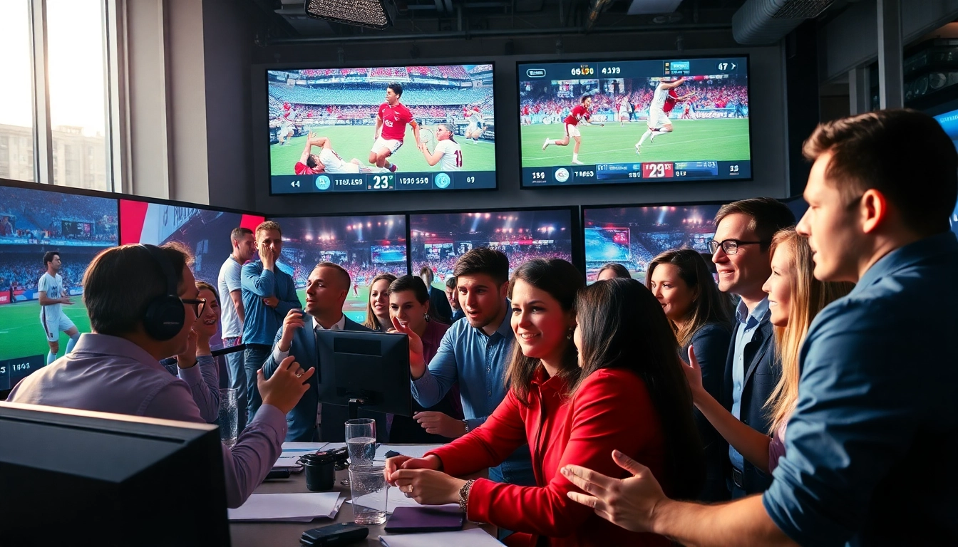 Engaging sports news team at dailysport.co.uk discussing live updates and events.