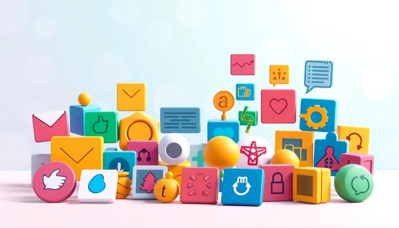 Showcase a variety of colorful Icons emphasizing design and creativity.