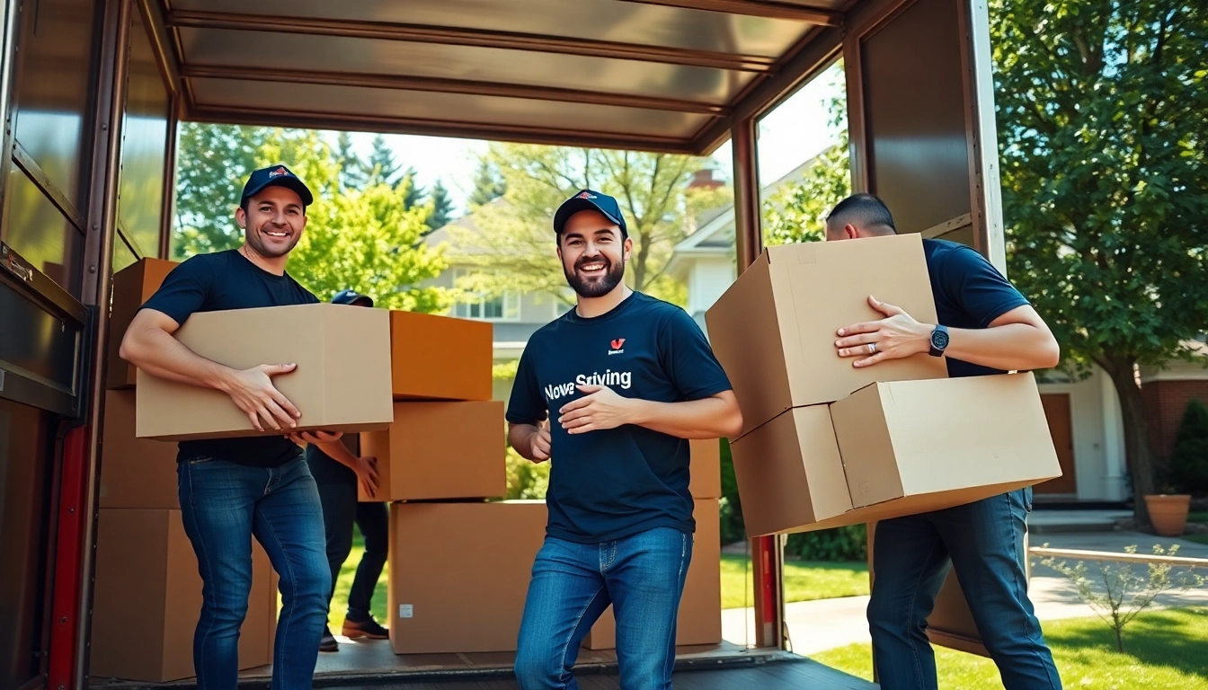 Movers from a professional moving company Toronto loading boxes into a moving truck.