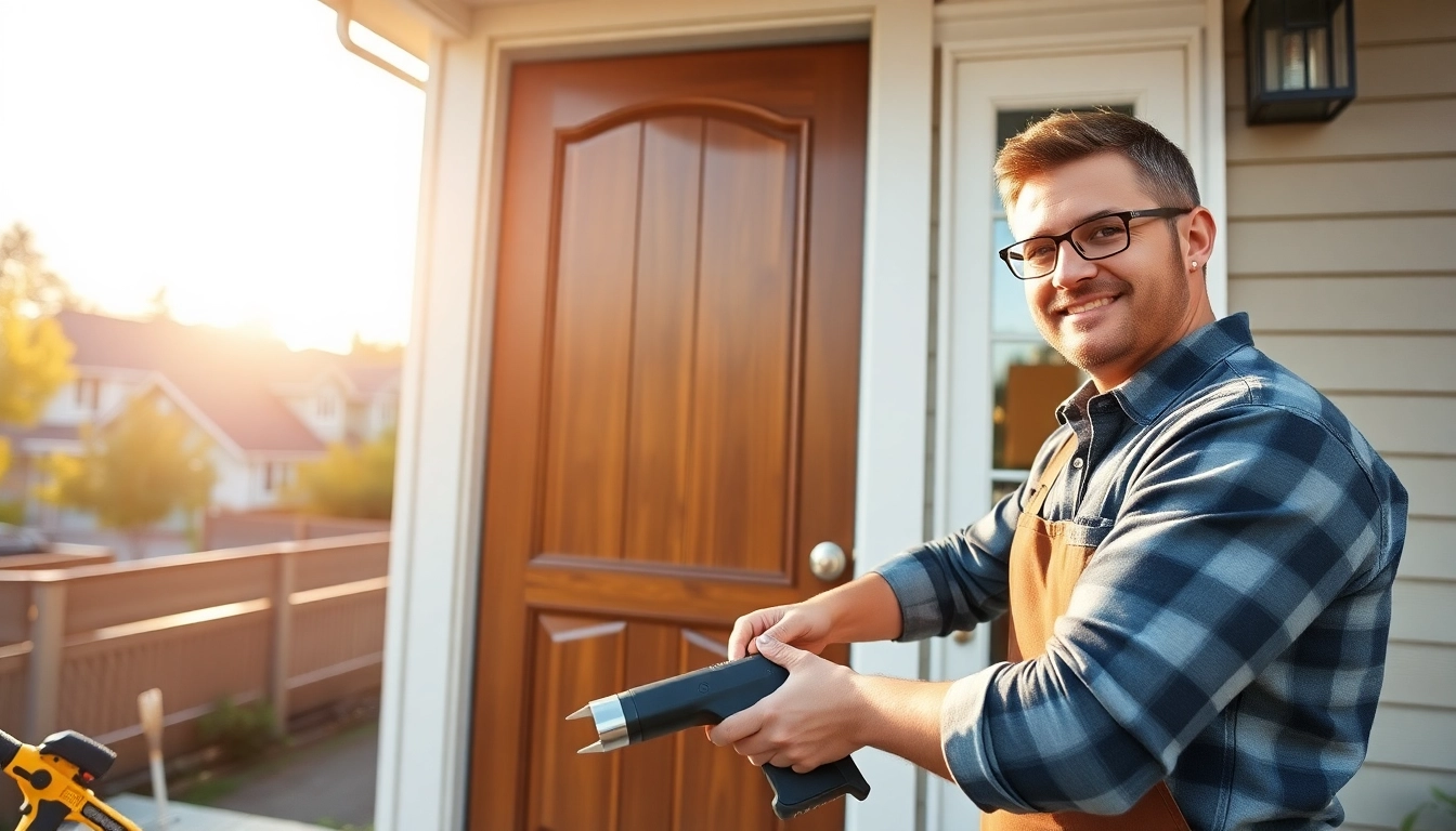 Enhance your home with expert Door Replacement Portland Oregon by a skilled craftsman in a modern setting.